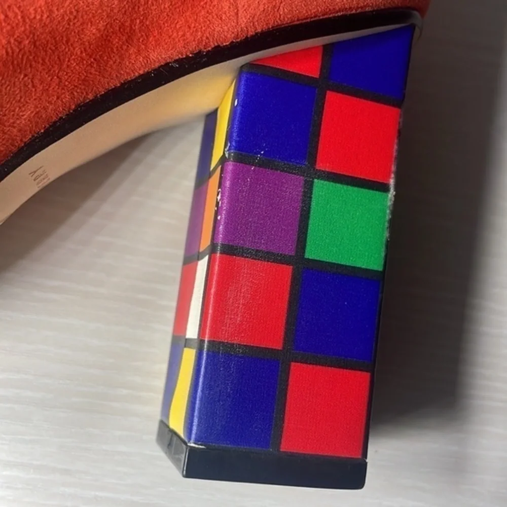 Katy Perry Rubix Cube Chunky High Heel The Caitlin Pop Art Trendy Peep Toe Shoes